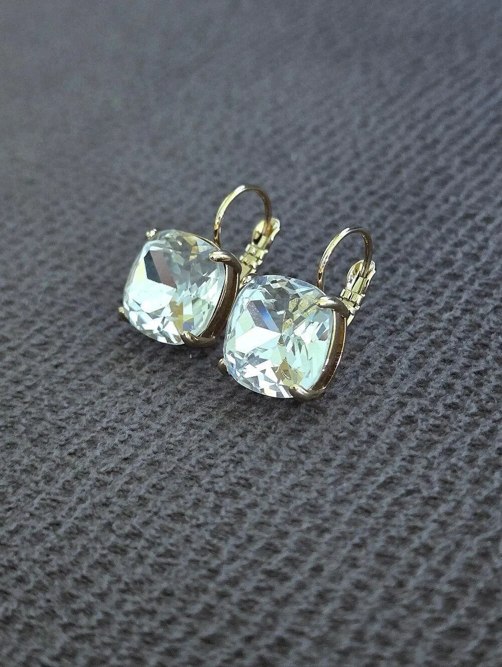 Kate Spade♠️ Clear Faceted Crystal💎 Cushion Earrings